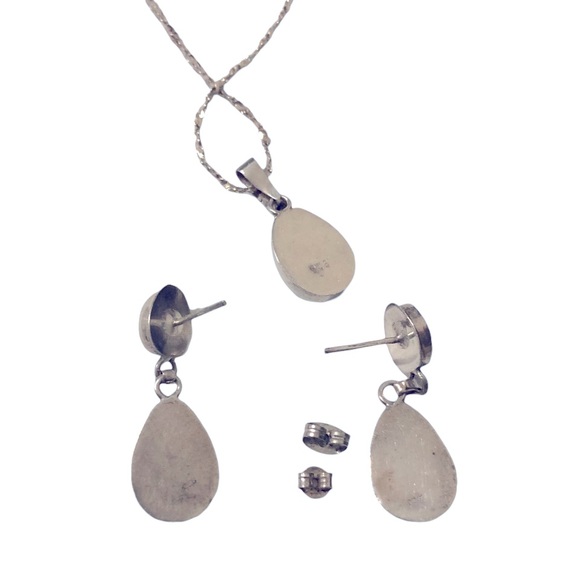 🩵 Sterling Silver Natural Larimar Set - Necklace and Earrings 🩵 - Picture 2 of 2